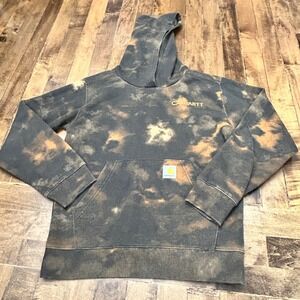 Carhartt Boys Pullover Hoodie Size M (10-12) Distressed Brown Tie Dye sweatshirt